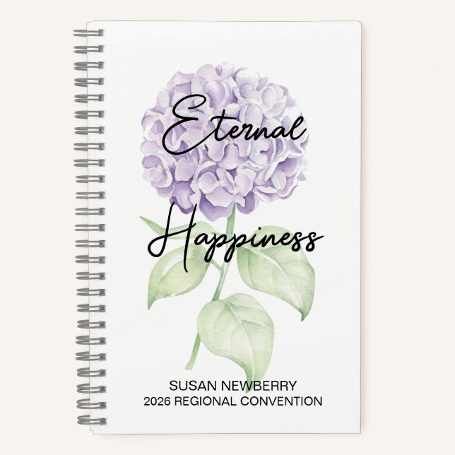 Eternal Happiness 2-Sided Notebook with Hydrangea (Front)