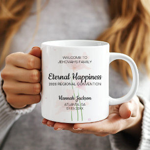 Eternal Happiness JW Baptism with Pink Flowers Coffee Mug