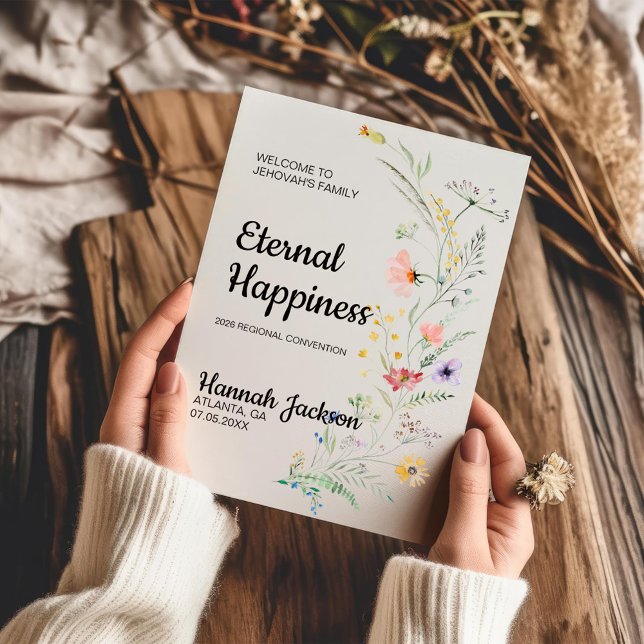 Eternal Happiness JW Baptism with Spring Flowers Card (Creator Uploaded)