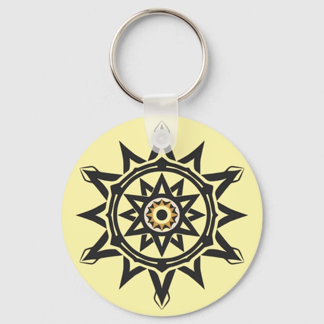 Eternal Harmony Mandala — Divine Geometry in Gold Key Ring (Front)