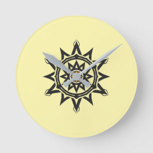Eternal Harmony Mandala — Divine Geometry in Gold Round Clock