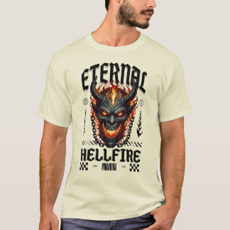 Eternal Hellfire – Infernal Demon Flame Skull Art T-Shirt