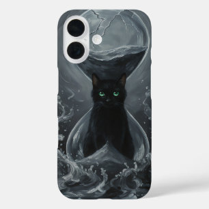 Eternal Hourglass: The Black Cat of Time iPhone 16 Case