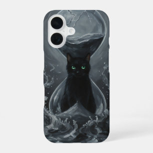 Eternal Hourglass: The Black Cat of Time iPhone 16 Case