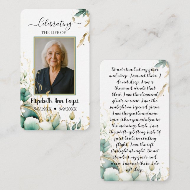Eternal Light – Customizable Memorial Prayer Card  (Front/Back)