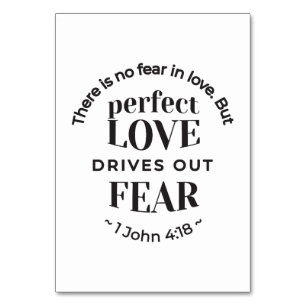 Eternal Love - 1 John 4:18 Scripture Quote Art Table Number