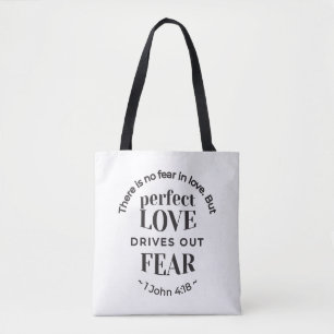 Eternal Love - 1 John 4:18 Scripture Quote Art Tote Bag