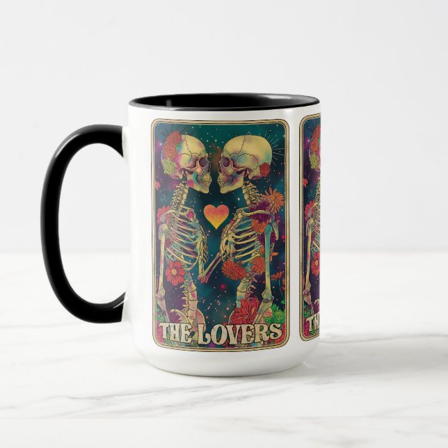 Eternal Love Brews Here! ☕💀❤️ The Lovers Tarot Mug (Left)