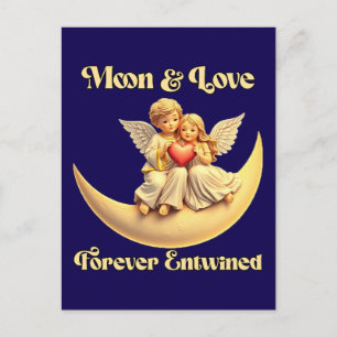 Eternal Love on a Crescent Moon Holiday Postcard