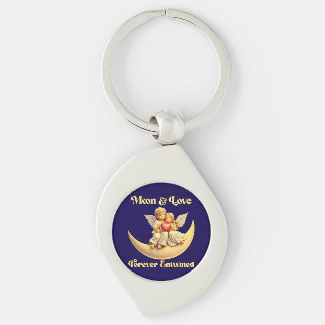 Eternal Love on a Crescent Moon Key Ring (Front)