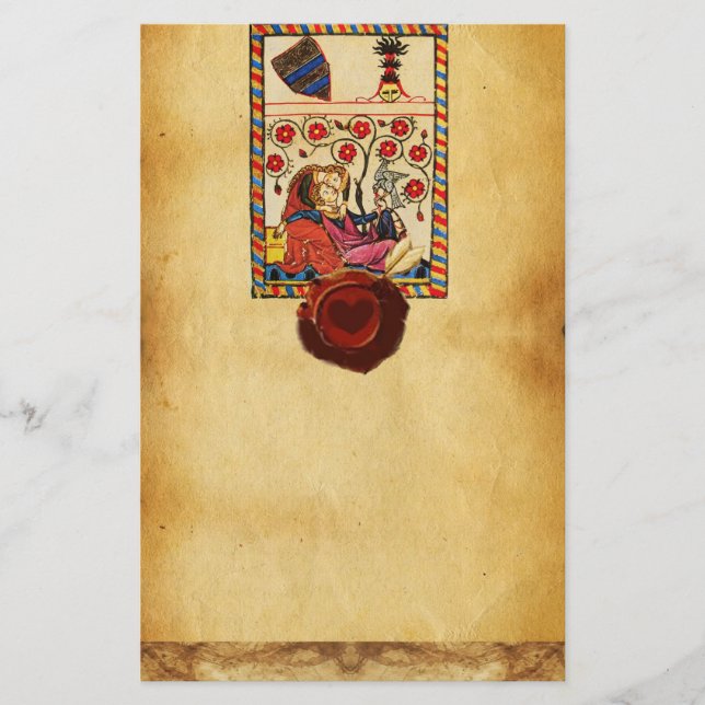 ETERNAL LOVE PARCHMENT RED HEART WAX SEAL STATIONERY (Front)
