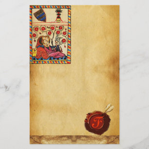 ETERNAL LOVE PARCHMENT RED WAX SEAL  MONOGRAM STATIONERY