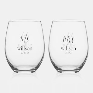 Eternal Love Personalised Mr. & Mrs Stemless Wine Glass