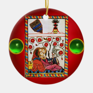 ETERNAL LOVE red green gem Ceramic Ornament