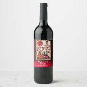 ETERNAL LOVE,RED WAX SEAL Grapes Romantic Wedding Wine Label