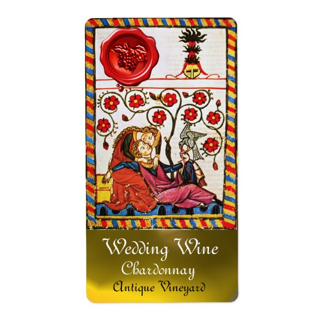 ETERNAL LOVE, RED WAX SEAL Wedding  White Wine (Front)