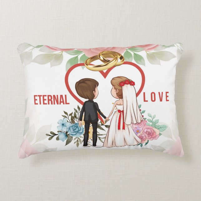 Eternal Love Save the Date Wedding Personalised Decorative Cushion (Front)