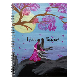 Eternal love under cherry blossom spiral notebook