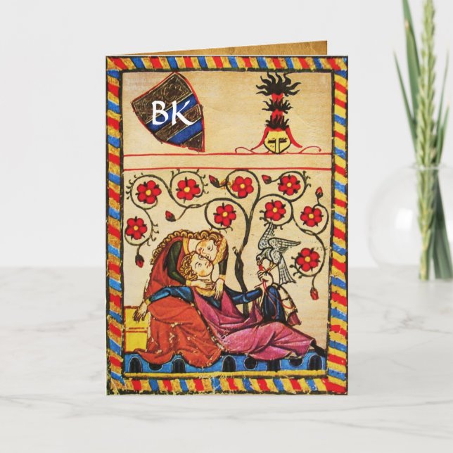 ETERNAL LOVE VALENTINE'S DAY PARCHMENT MONOGRAM HOLIDAY CARD (Front)