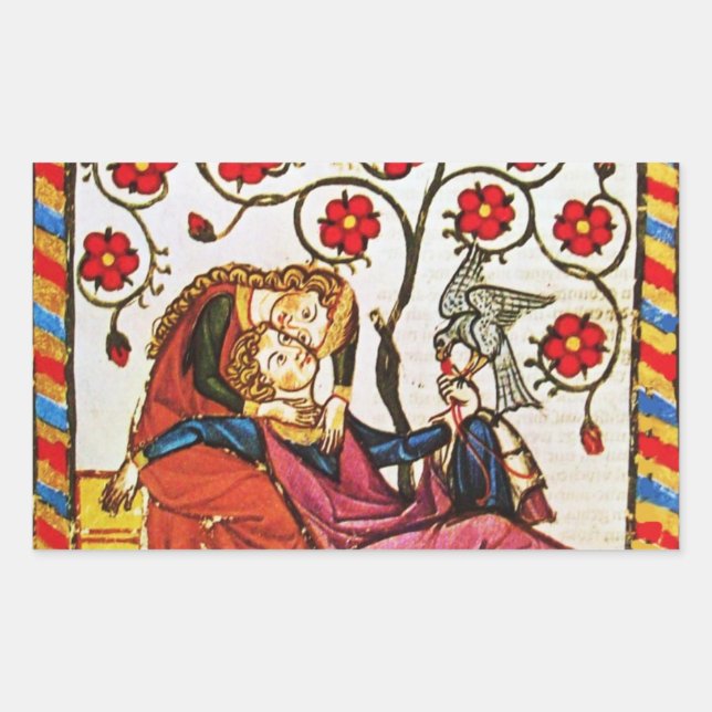 ETERNAL LOVE VALENTINE'S DAY PARCHMENT RECTANGULAR STICKER (Front)