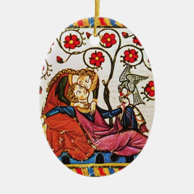ETERNAL LOVE VALENTINE'S DAY PARCHMENT WITH HEARTS CERAMIC ORNAMENT (Front)