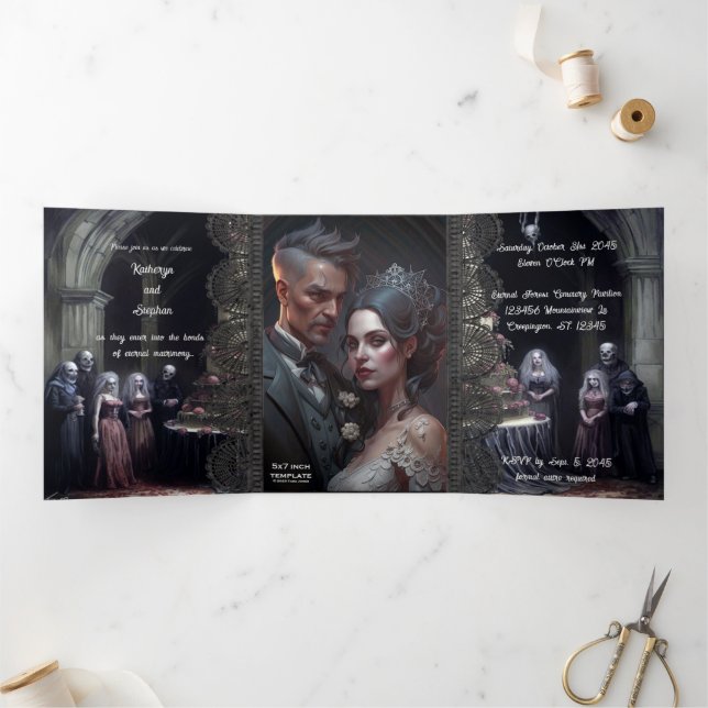 Eternal Matrimony Gothic Wedding Tri-Fold Invitation (Inside)
