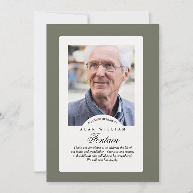 Eternal Memory Sympathy Photo Thank You Card (Front)