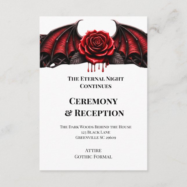 Eternal Night Gothic Vampire Wedding Dark Romance Enclosure Card (Front)