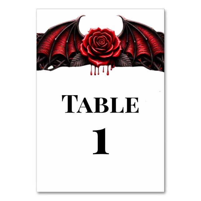 Eternal Night Gothic Vampire Wedding Dark Romance Table Number (Front)