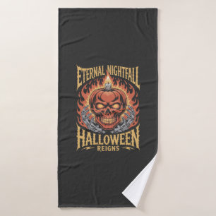 Eternal Nightfall Halloween Skull Pumpkin Bath Towel