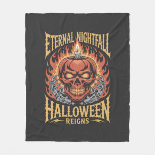 Eternal Nightfall Halloween Skull Pumpkin Fleece Blanket