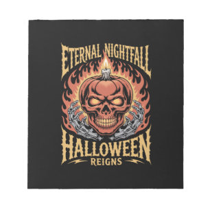 Eternal Nightfall Halloween Skull Pumpkin Notepad