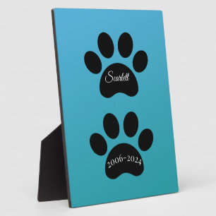 Eternal Paw Prints Turquoise Gradient Tribute Plaque