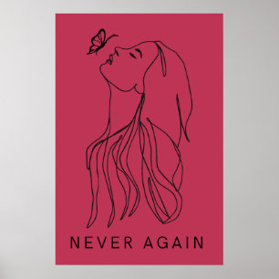 Eternal Reflection: Butterfly and Woman Line Art Poster