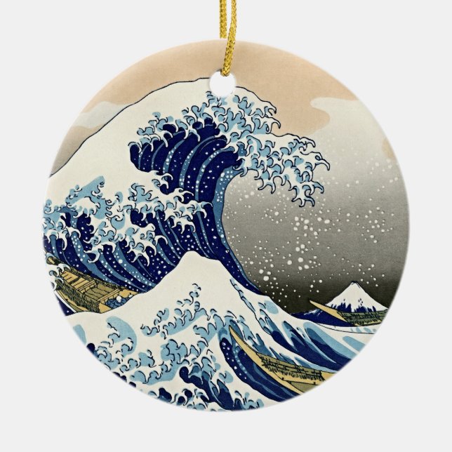 Eternal Serenity: The Great Wave Ukiyo-e Ceramic Ornament (Front)