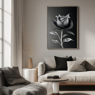 Eternal Silver Rose Poster