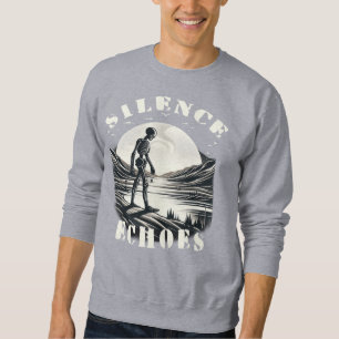 Eternal Solitude: A Skeleton Walking Through Sweatshirt