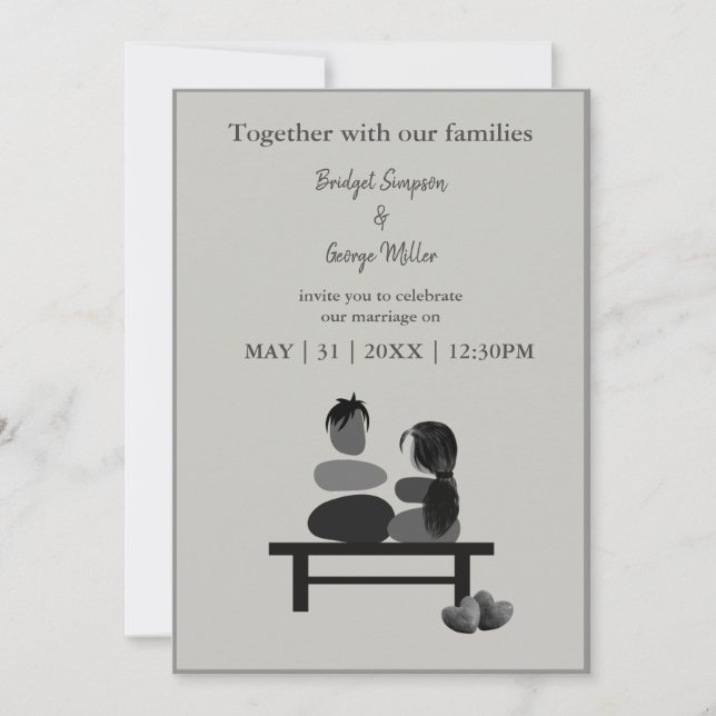 Eternal Stone couple Boho wedding invitation (Front)
