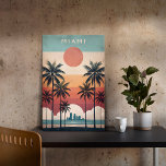 Eternal Summer: The Miami Mirage Acrylic Print<br><div class="desc">Step into the sun-drenched allure of Miami with this exquisite modern poster artwork, where the timeless charm of Art Deco meets the rhythmic sway of palm trees against a backdrop of fiery sunsets. This piece is not just a visual journey—it’s an invitation to the soul of Miami, capturing the city’s...</div>