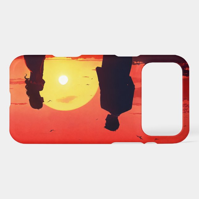 Eternal Sunset Silhouette - Crimson Romance iPhone (Back Horizontal)