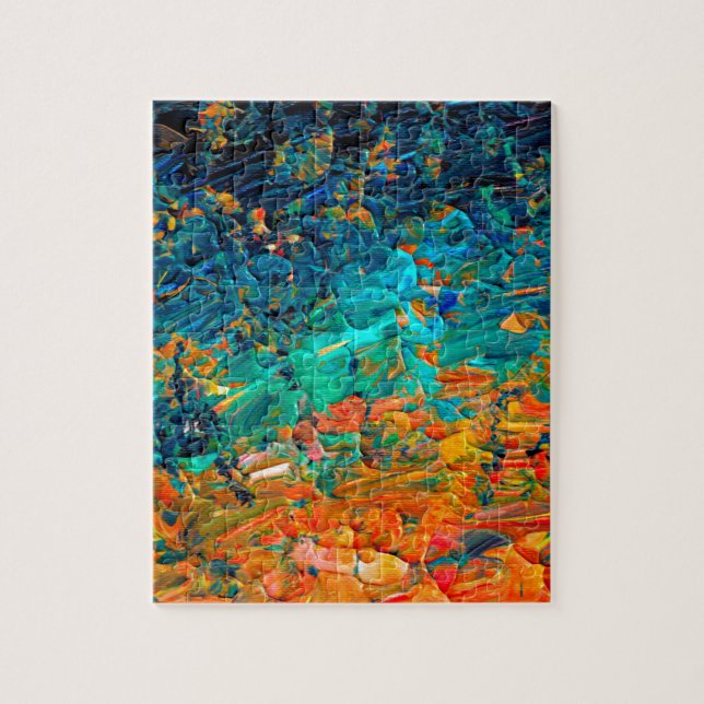 ETERNAL TIDE 2 Orange Turquoise Blue Black Ombre Jigsaw Puzzle (Vertical)