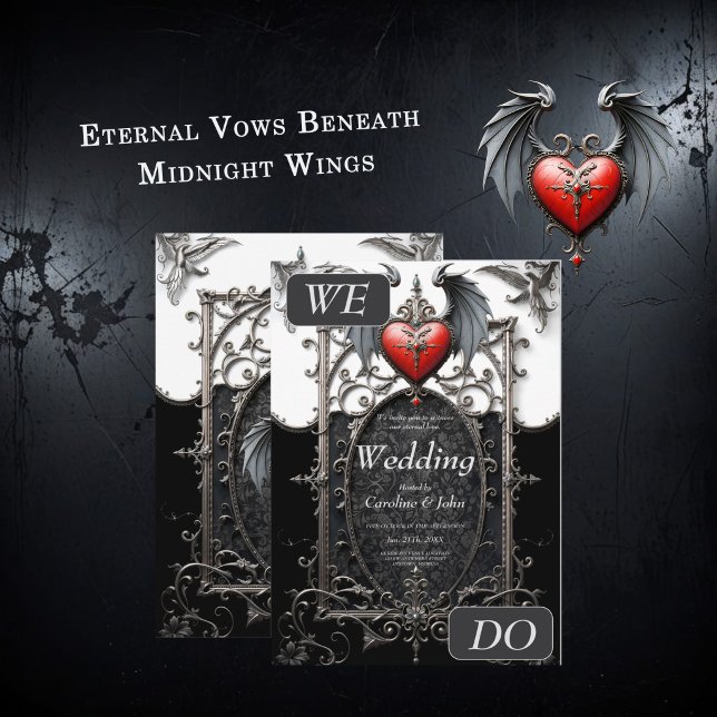 Eternal Vows Beneath Midnight Wings.  Invitation (Creator Uploaded)