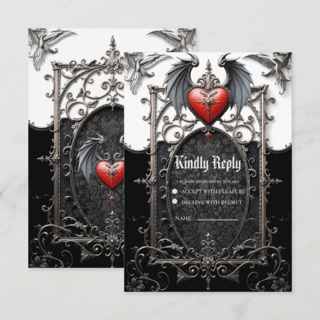 Eternal Vows Beneath Midnight Wings.  RSVP Card (Front/Back)