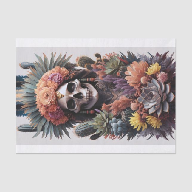 Eternal Warrior, Native American Totem Skull Tissue Paper (Front)