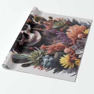 Eternal Warrior, Native American Totem Skull Wrapping Paper