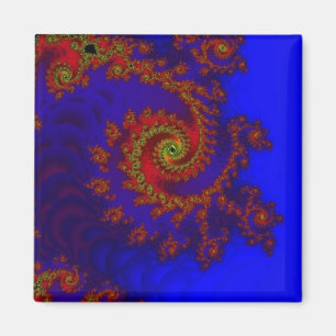 Eternity Blue and Red Fractal Art Magnet
