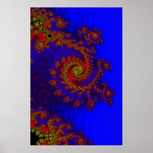 Eternity Blue and Red Fractal Art Poster
