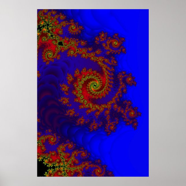 Eternity | Blue and Red Fractal Art Poster (Front)