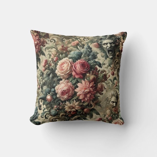 Eternity is Often Enough – Gothic Floral Design Cushion (Front)