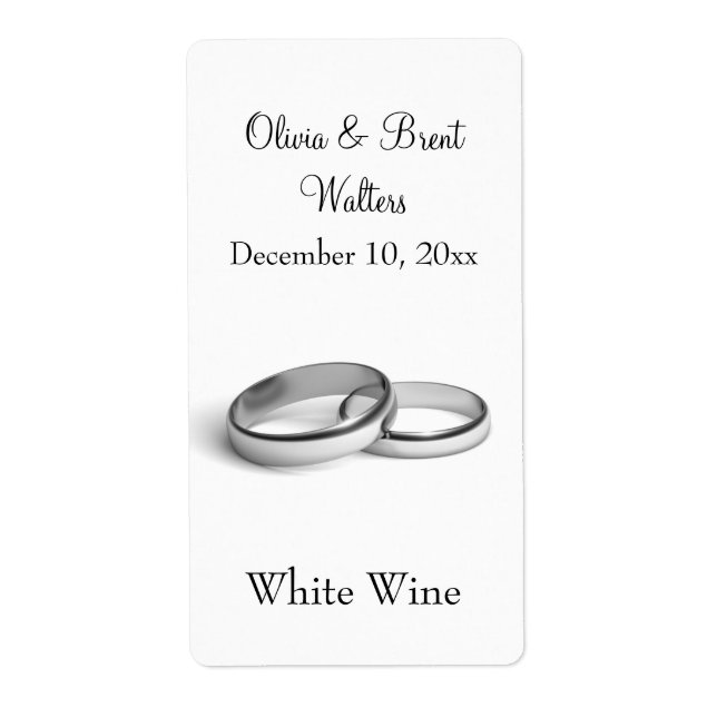 Eternity Wedding Wine Label (white) (Front)
